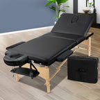 Zenses Portable Massage Table – 60cm, 3-Fold, Wooden, Black