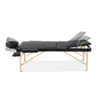 Zenses Portable Massage Table – 60cm, 3-Fold, Wooden, Black