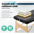 Zenses Portable Massage Table – 60cm, 3-Fold, Wooden, Black