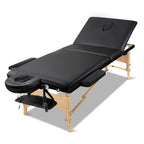 Zenses Portable Massage Table – 75cm, 3-Fold, Wooden, Black