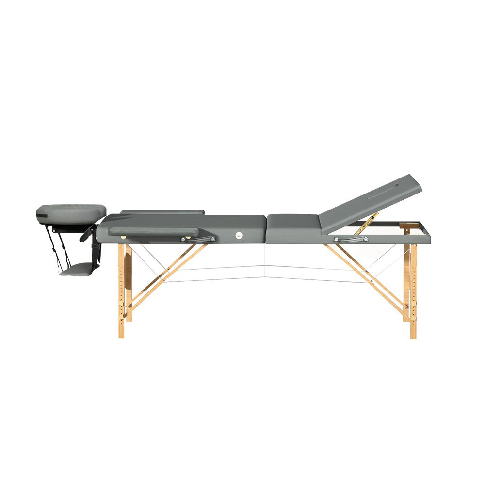 Zenses Portable Massage Table – 75cm, 3-Fold, Wooden, Grey