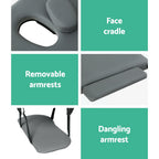 Zenses Portable Massage Table – 75cm, 3-Fold, Wooden, Grey