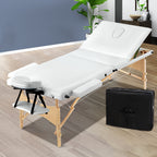 Zenses Portable Massage Table – 70cm, 3-Fold, Wooden, White
