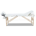 Zenses Portable Massage Table – 70cm, 3-Fold, Wooden, White