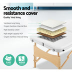 Zenses Portable Massage Table – 70cm, 3-Fold, Wooden, White