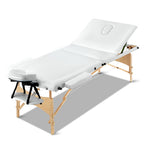 Zenses Portable Massage Table – 70cm, 3-Fold, Wooden, White