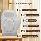 5-Level Electric Hand Massager with Hot Compress – Grey