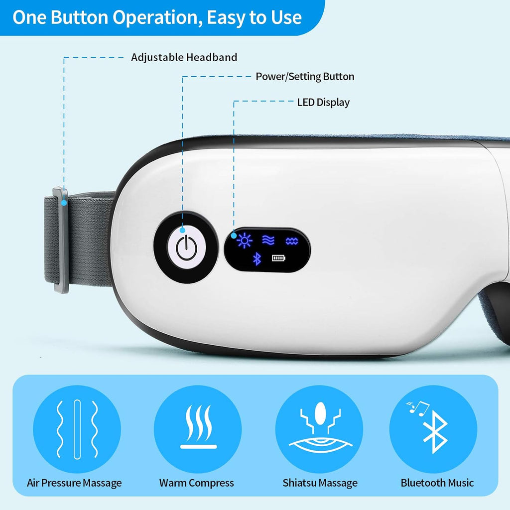 Smart Eye Massager with Heat & Vibration – Bluetooth Music