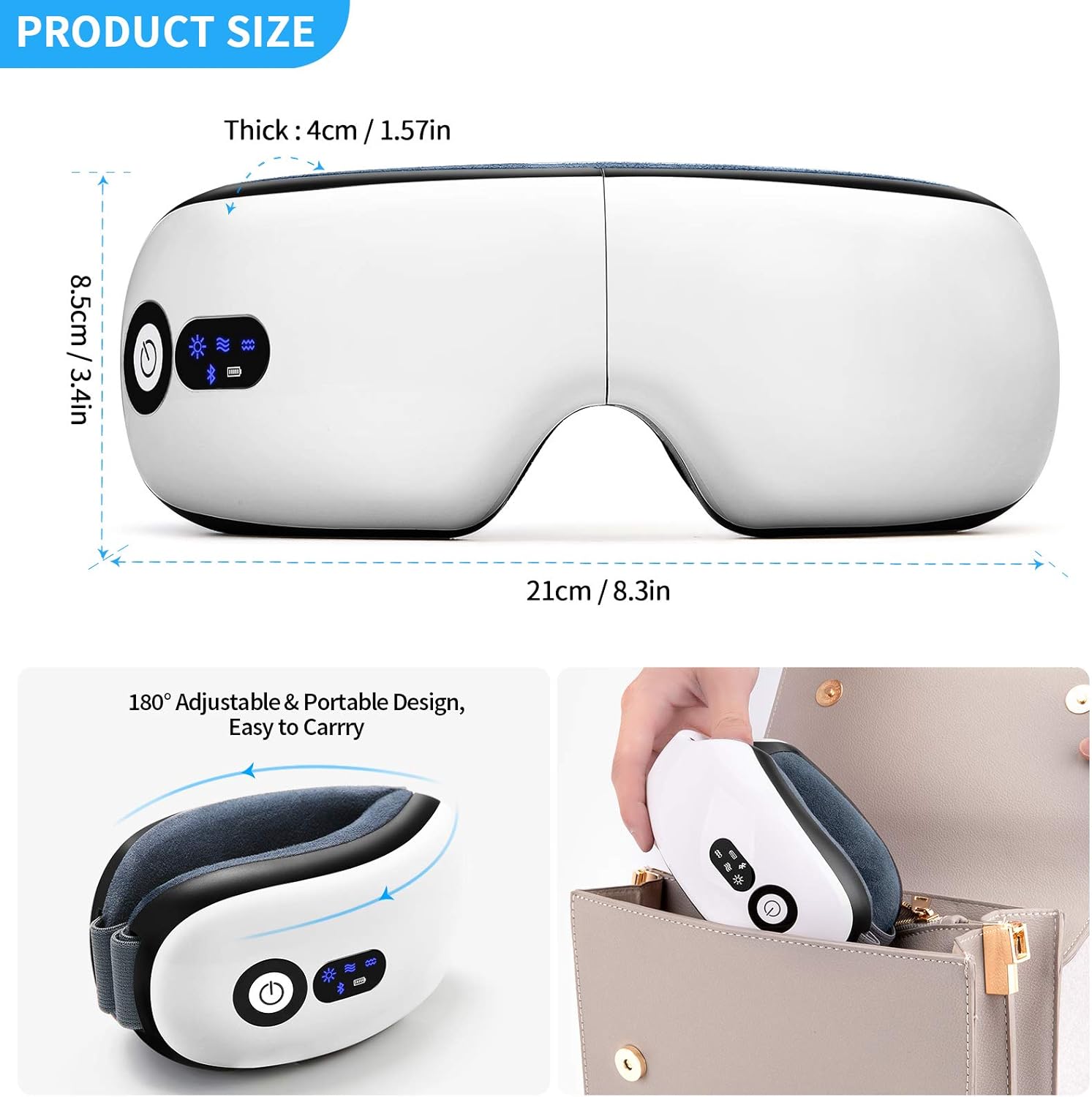 Smart Eye Massager with Heat & Vibration – Bluetooth Music