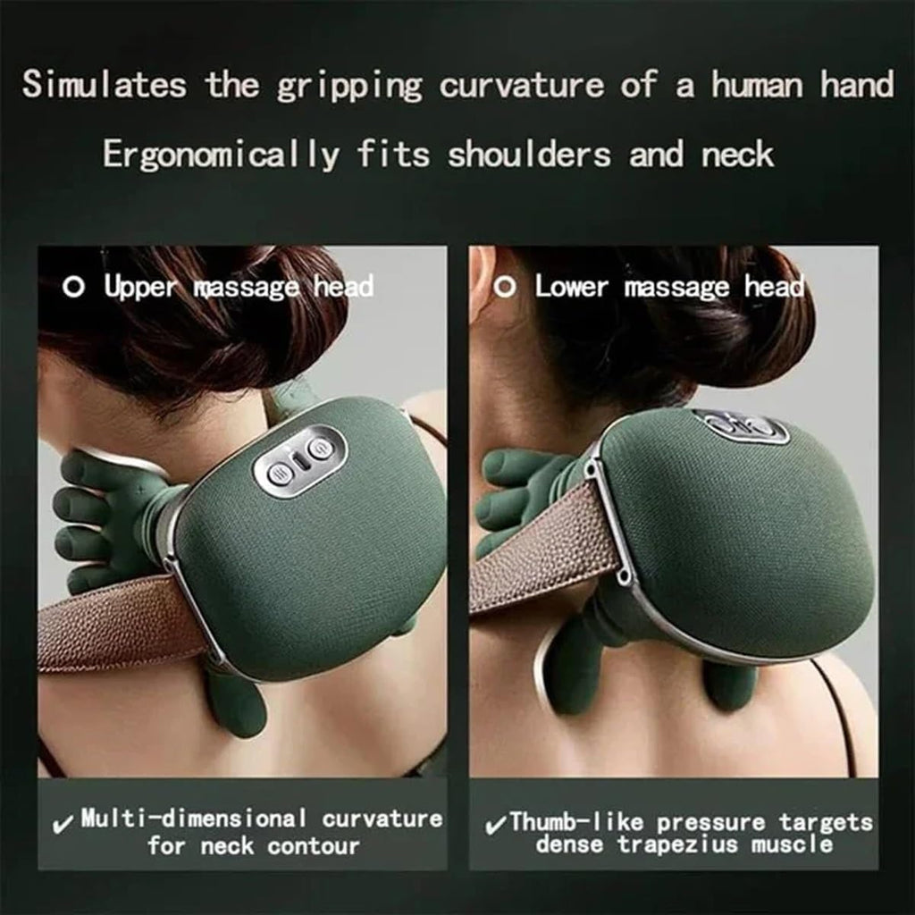 Shiatsu Neck, Back & Shoulder Massager – 3D Kneading, USB, Green
