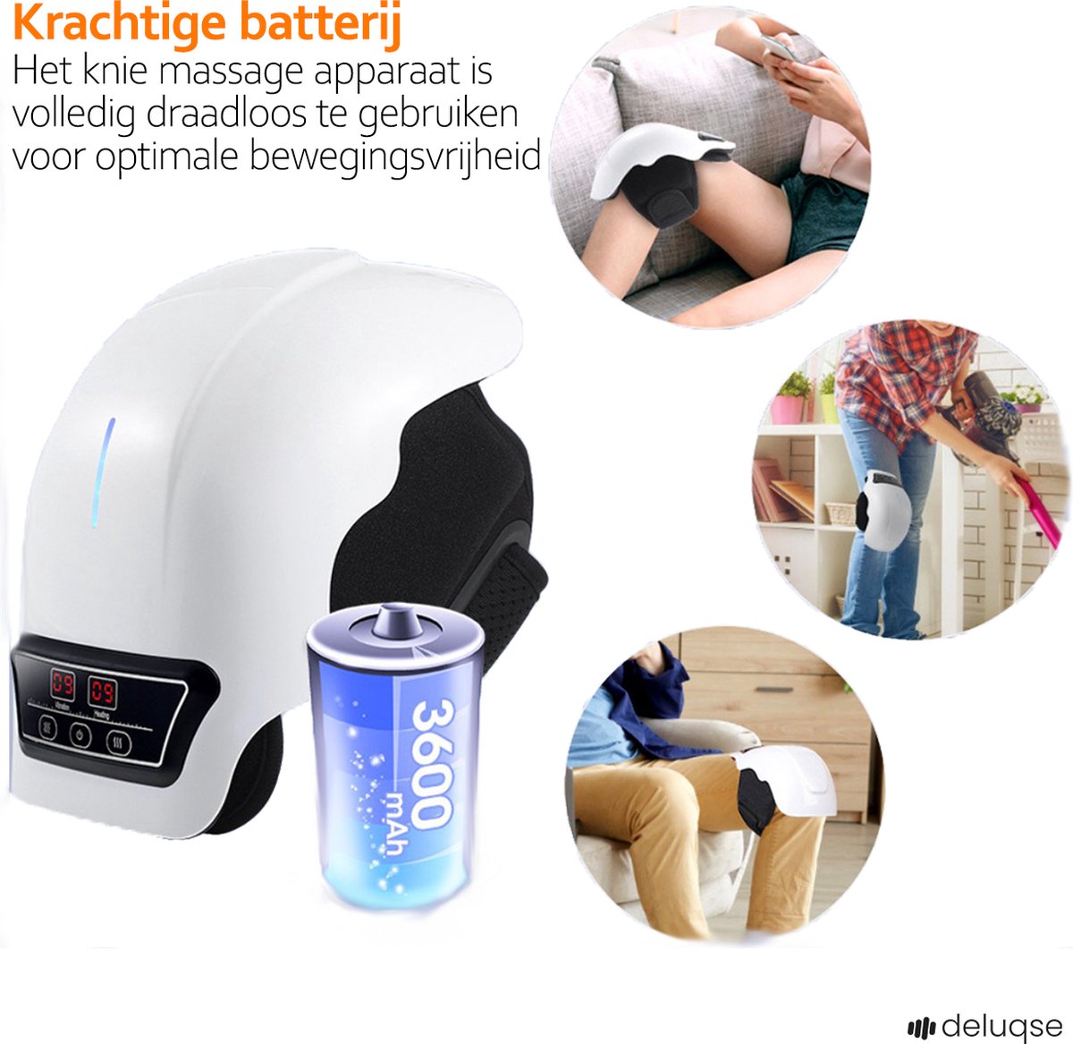 Deluqse Cordless Knee Massager – Infrared Heat, Vibration, Red Light