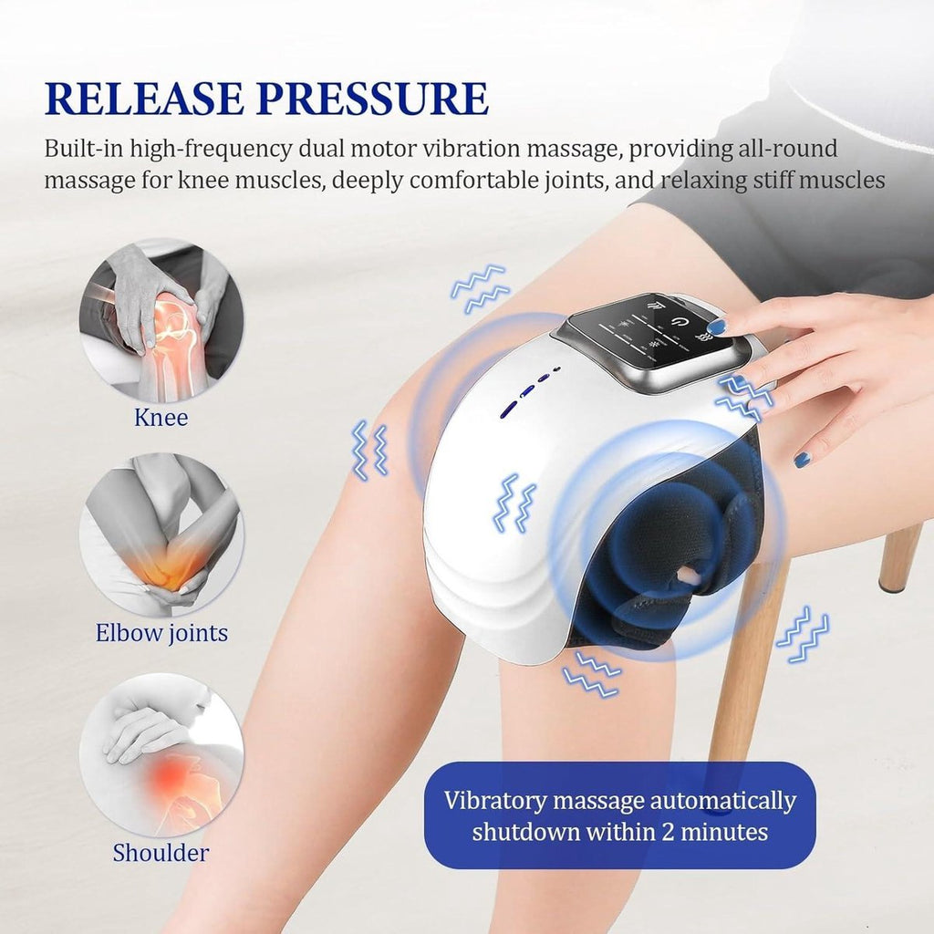 Rechargeable cordless knee massager - LED screen - For swollen and painful joints - 3 intensity levels - Temperature control