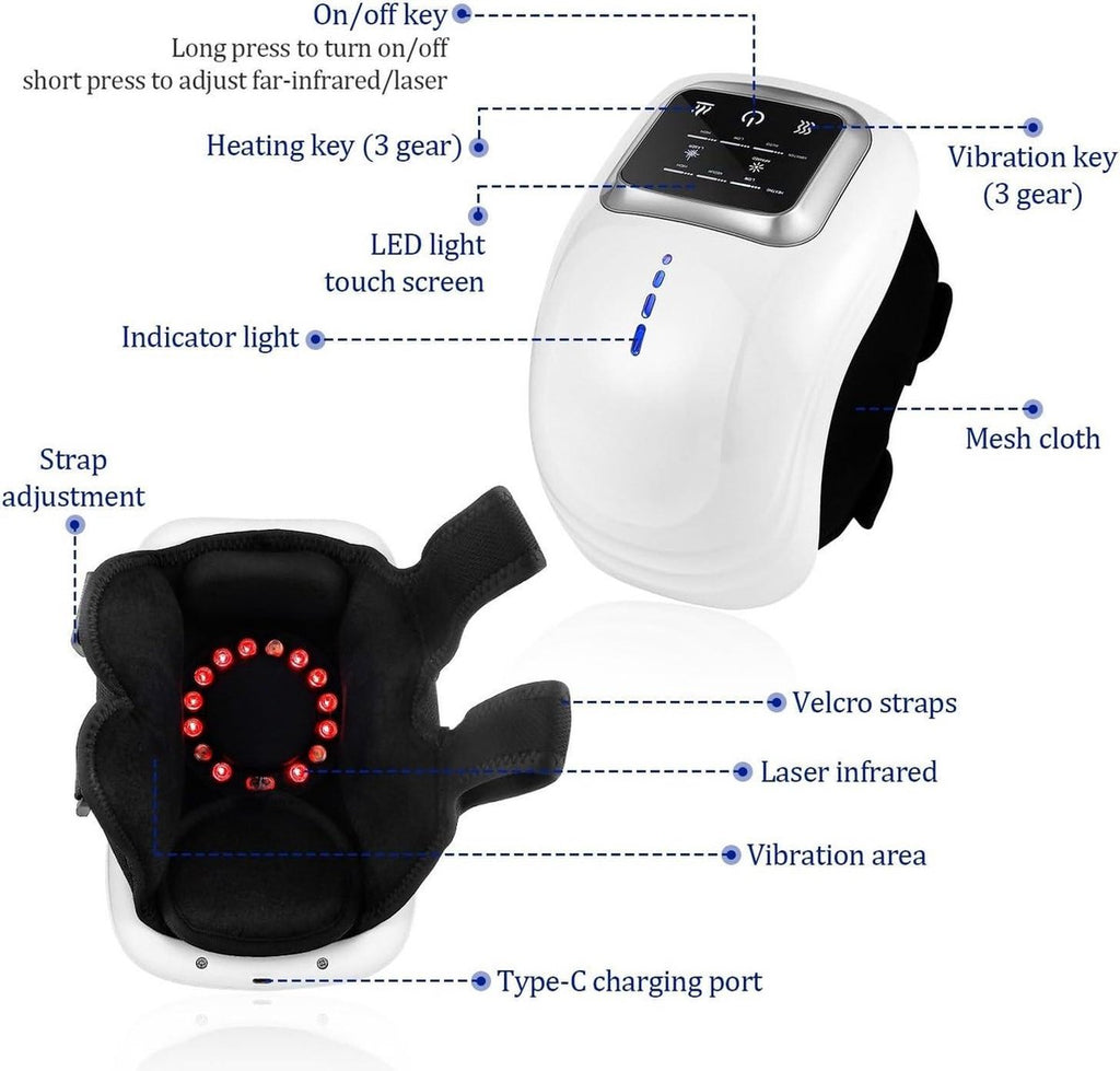 Rechargeable cordless knee massager - LED screen - For swollen and painful joints - 3 intensity levels - Temperature control