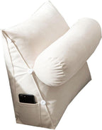 Lumbar Support Cushion with Headrest for Office Chair – White
