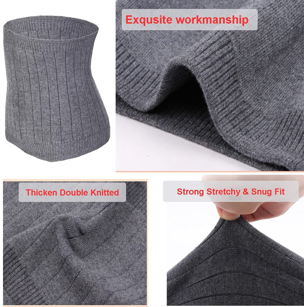 Cashmere heating belt - abdominal and back heating belt - knitted elastic belt - Bodywarmer made of very soft material - Prevents lower back pain - Stay warm in winter - Double-layer padding - Size L - Grey