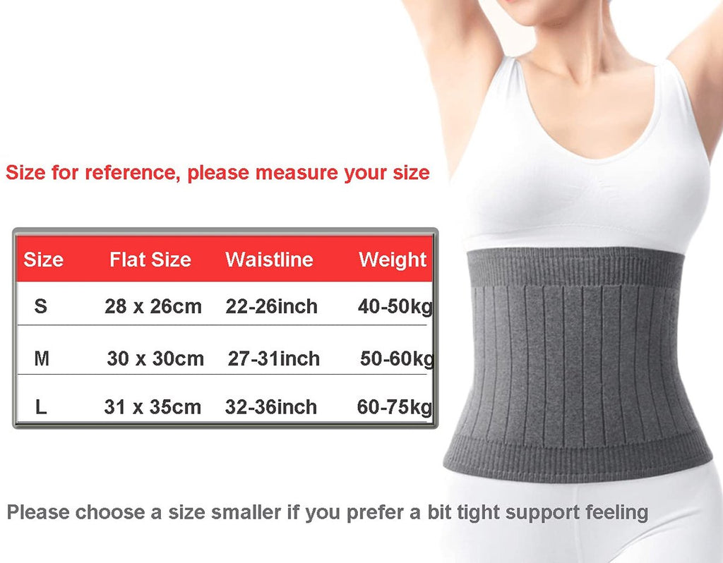 Cashmere heating belt - abdominal and back heating belt - knitted elastic belt - Bodywarmer made of very soft material - Prevents lower back pain - Stay warm in winter - Double-layer padding - Size L - Grey