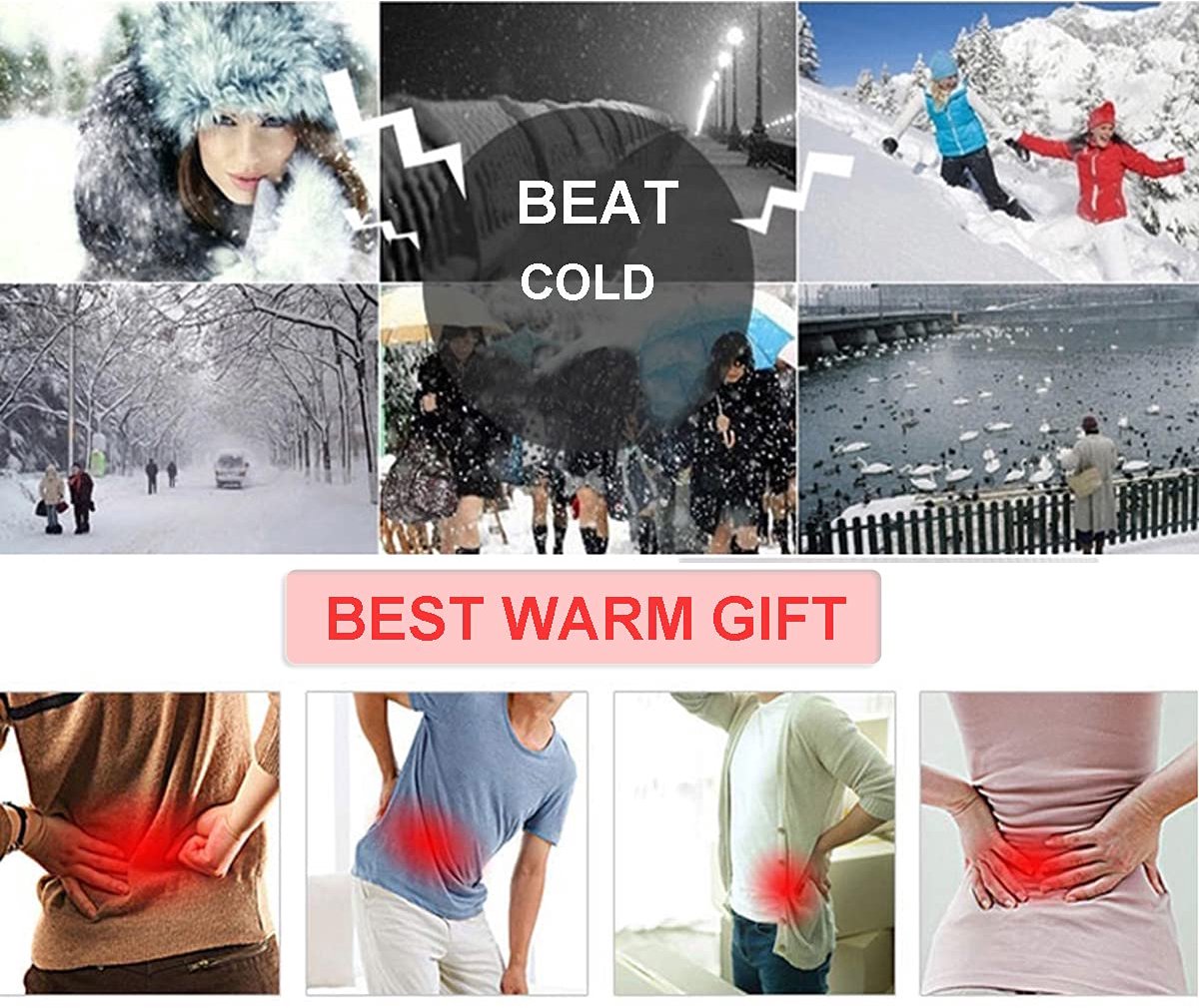 Cashmere heating belt - abdominal and back heating belt - knitted elastic belt - Bodywarmer made of very soft material - Prevents lower back pain - Stay warm in winter - Double-layer padding - Size L - Grey