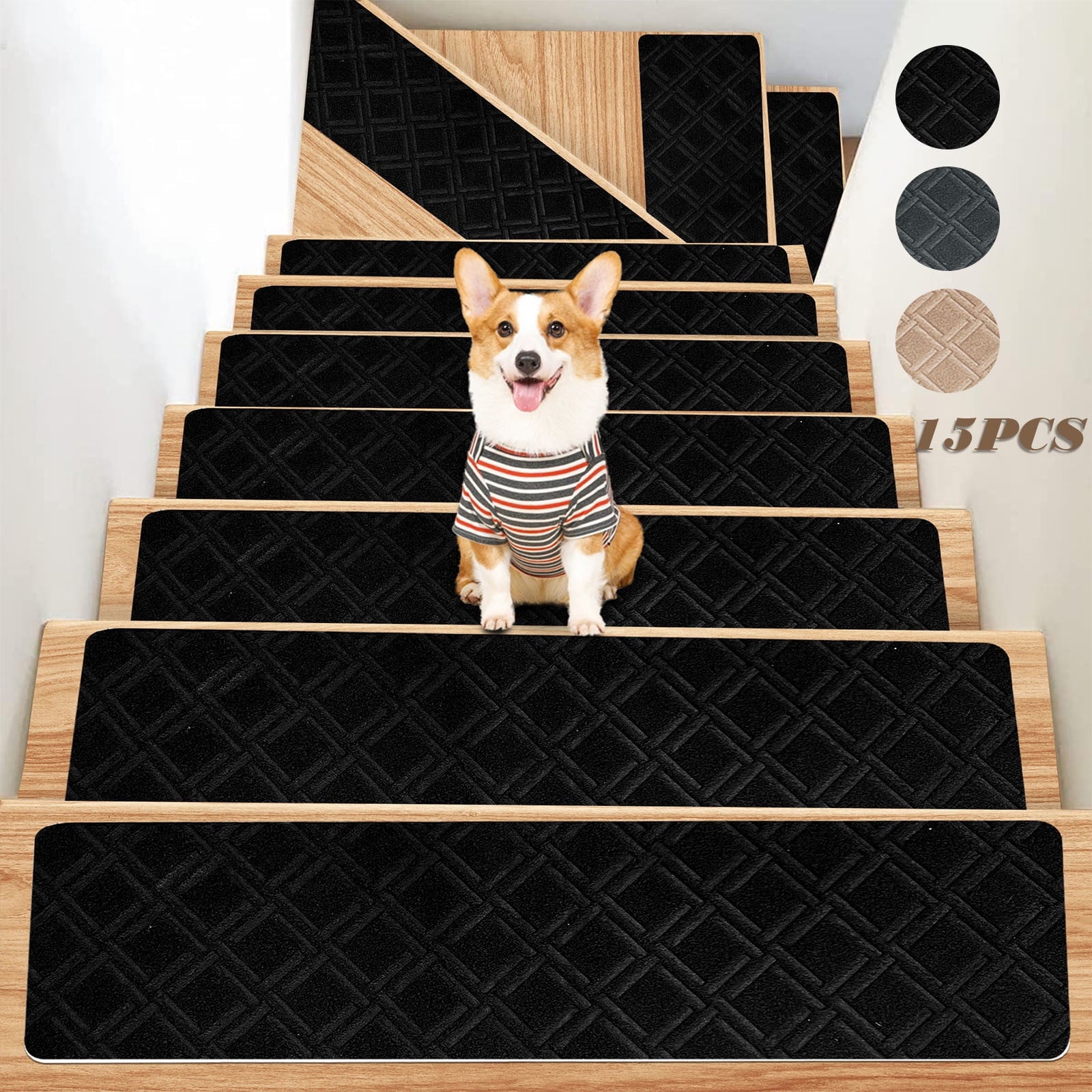 Non-Slip Carpet Stair Treads for Wooden Steps – Washable, Multicolour