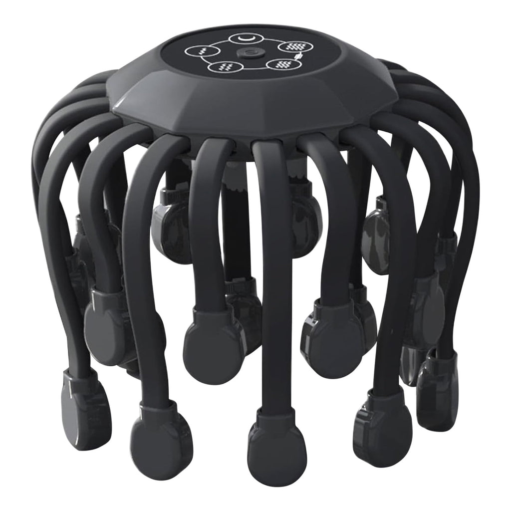 Motorized Scalp Massager – 20 Nodes, 5 Modes, Black