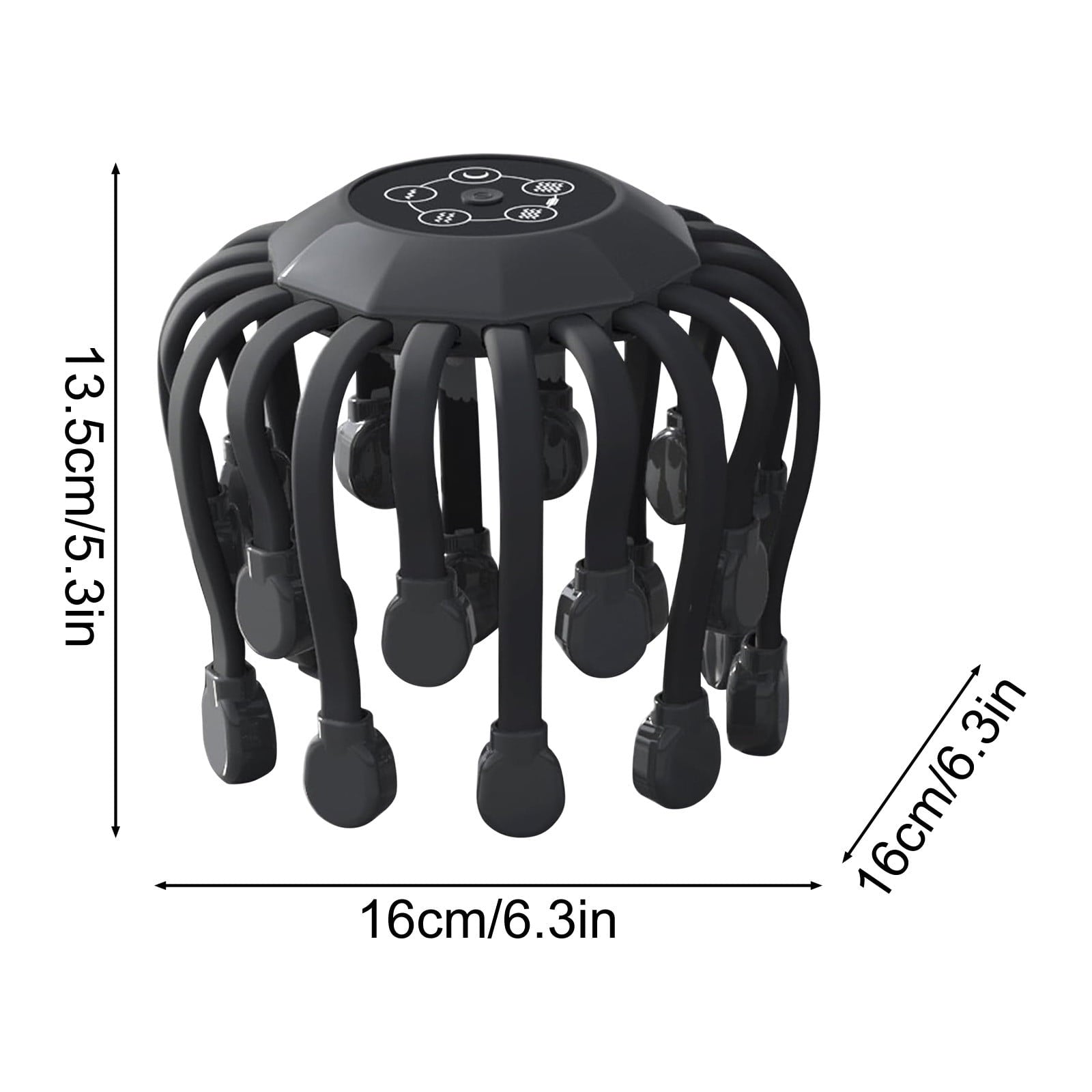 Motorized Scalp Massager – 20 Nodes, 5 Modes, Black