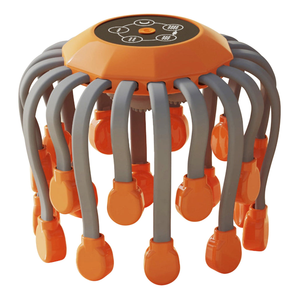 Motorized Scalp Massager – 20 Nodes, 5 Modes, Orange