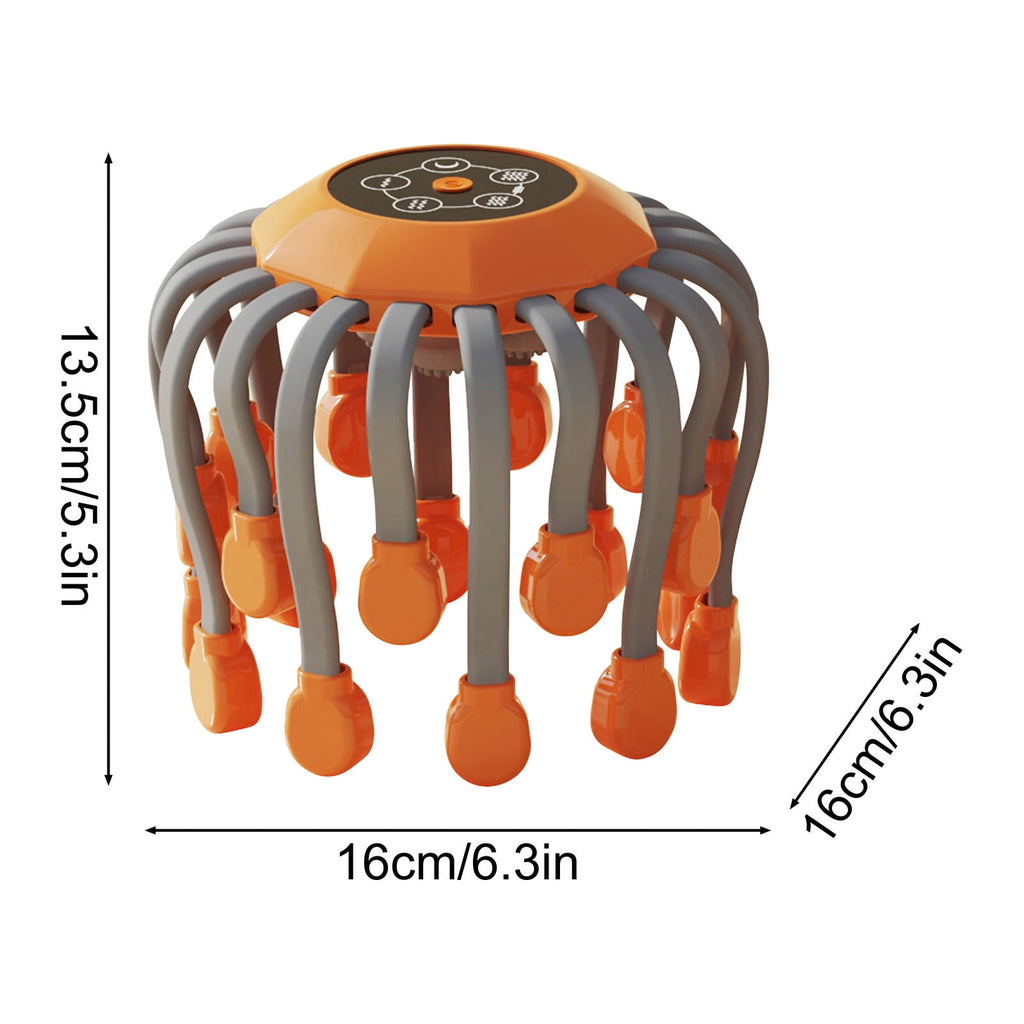 Motorized Scalp Massager – 20 Nodes, 5 Modes, Orange