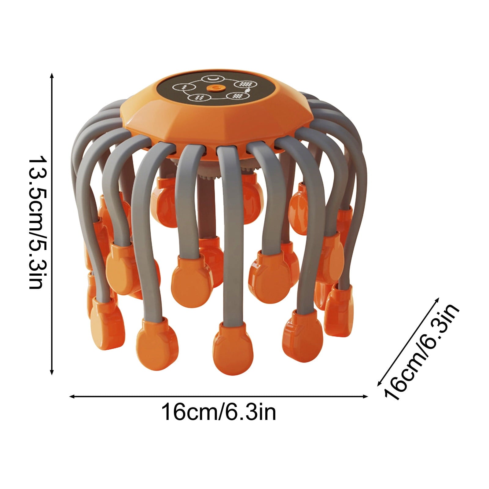 Motorized Scalp Massager – 20 Nodes, 5 Modes, Orange
