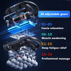 Rechargeable Fascia Massage Gun – LCD, 9 Modes, 20 Speeds, 16 Heads