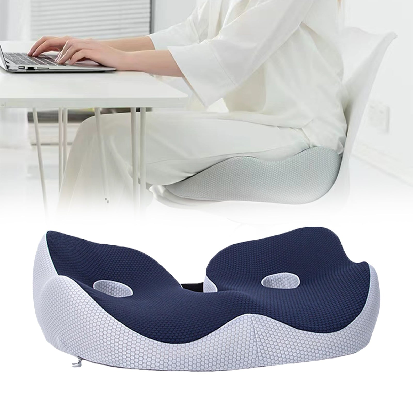 Seat Cushion, Seat Cushion for Sit Bone and Back Pain Relief, Butt, Tailbone, Hip, Hamstring, Posture Support, Memory Foam Comfort Ischial Tuberosity Pillow (Black) 15.4x18.9x5.5 15.4" x 18.9" x 5.5" Black