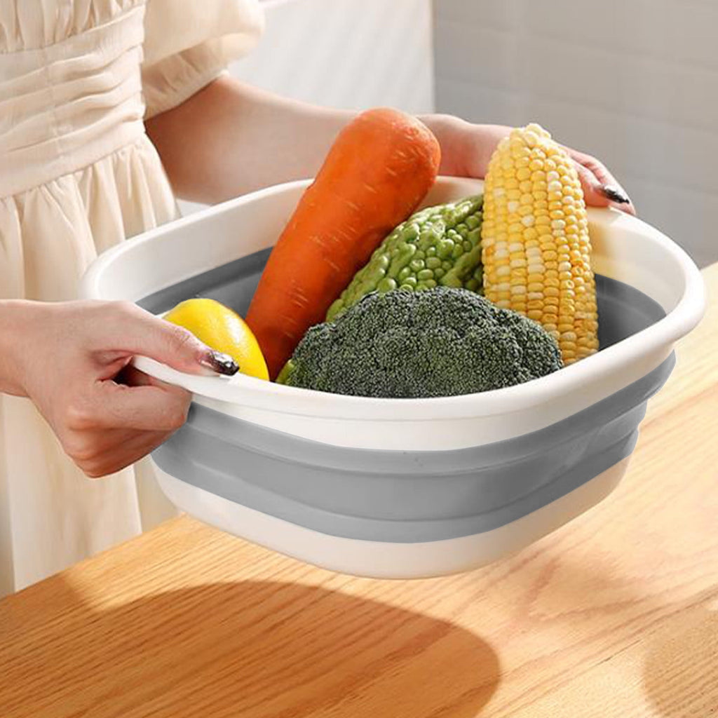 Foldable Massage Foot Bath Bucket with Retractable Design,Portable and Large Capacity for Home Use,Silicone Material with Anti-Slip Bottom,Heat Retention,Ideal for Relaxation and Spa. Gray