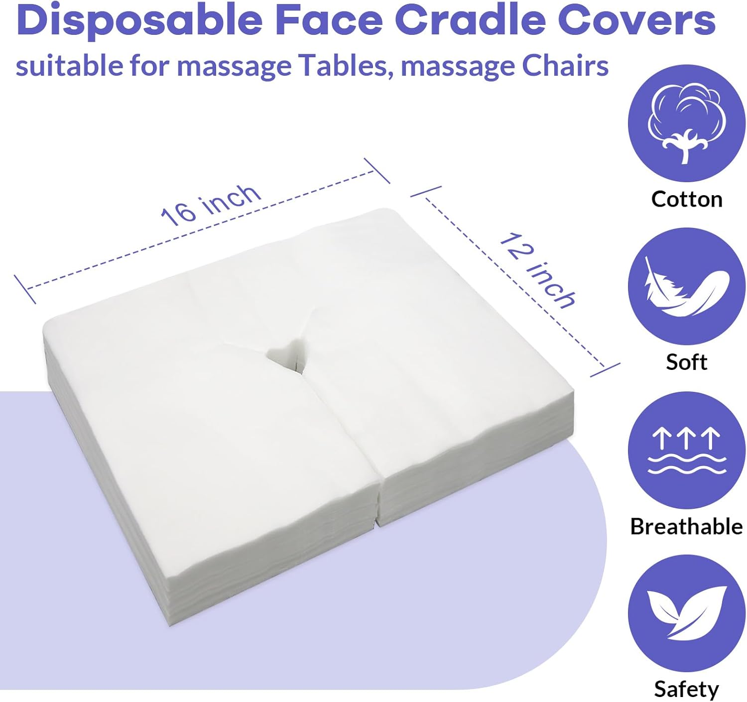 100PCS Upgrade Disposable Face Cradle Covers, Medical-Grade, Ultra Soft, Luxurious, Non-Sticking Massage Face Covers, Large Disposable Headrest Covers for Massage Tables and Massage Chairs