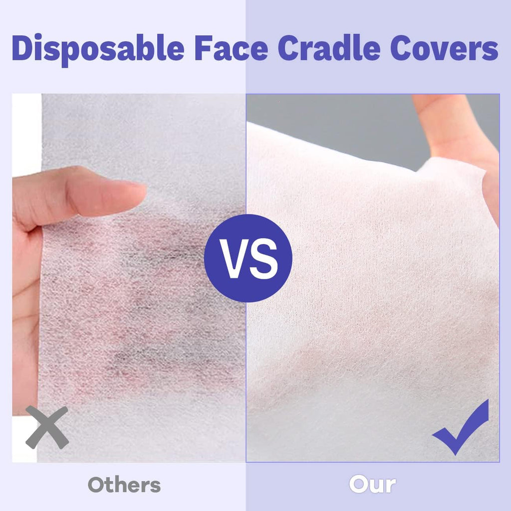 100PCS Upgrade Disposable Face Cradle Covers, Medical-Grade, Ultra Soft, Luxurious, Non-Sticking Massage Face Covers, Large Disposable Headrest Covers for Massage Tables and Massage Chairs