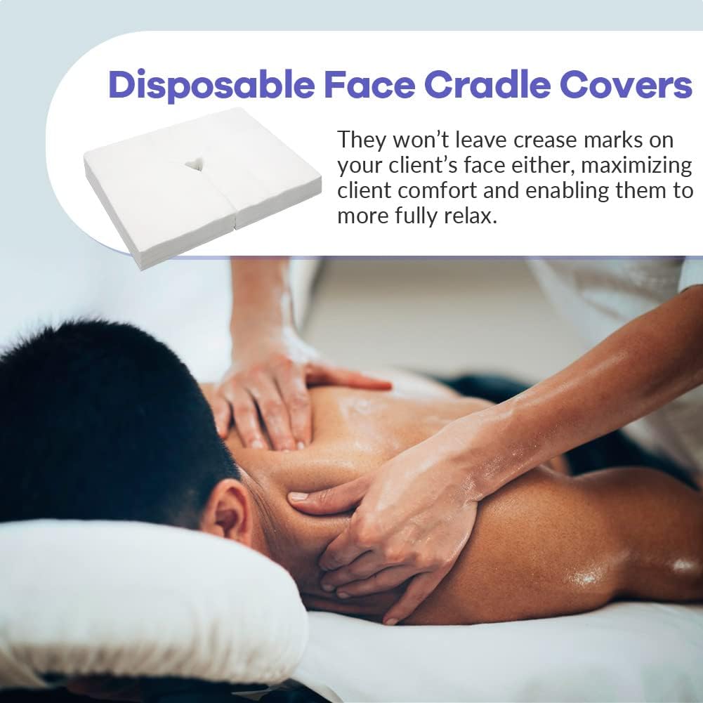 100PCS Upgrade Disposable Face Cradle Covers, Medical-Grade, Ultra Soft, Luxurious, Non-Sticking Massage Face Covers, Large Disposable Headrest Covers for Massage Tables and Massage Chairs