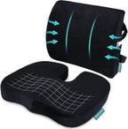 Memory Foam Seat & Back Cushion Set – Car & Office Chair