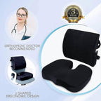 Memory Foam Seat & Back Cushion Set – Car & Office Chair