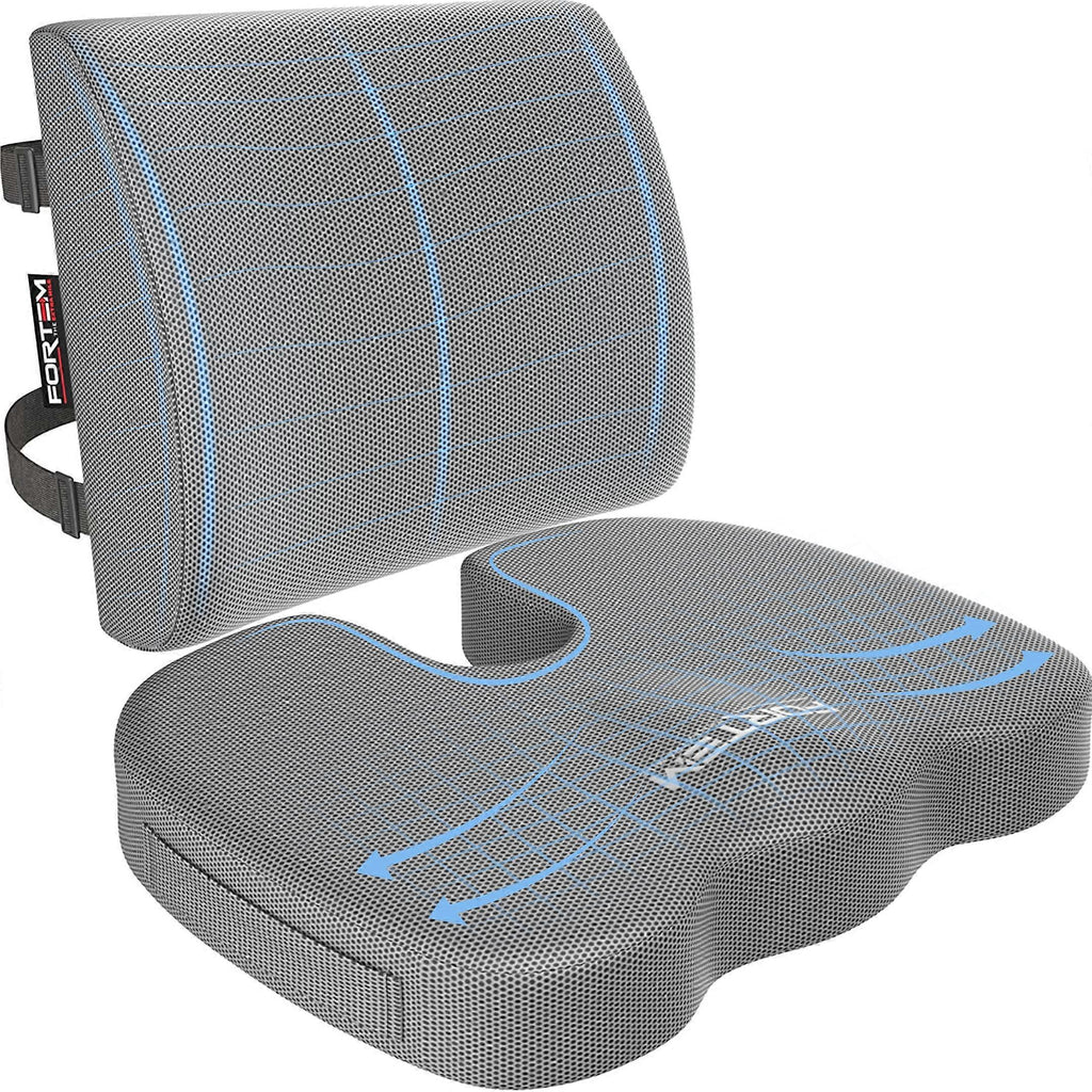 Orthopedic Seat Cushion - Memory Foam Lumbar Support for Office Chair & Car
