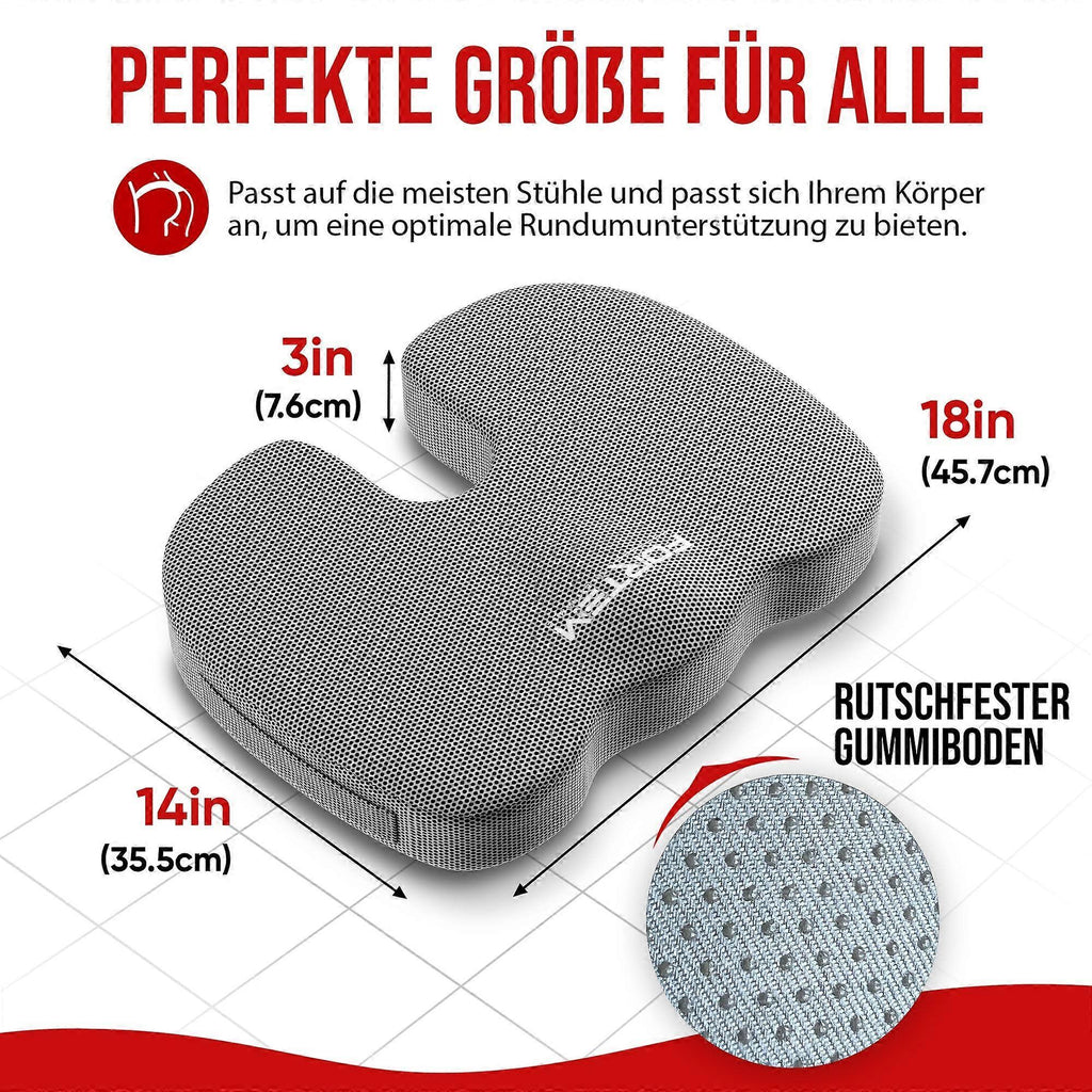 Orthopedic Seat Cushion - Memory Foam Lumbar Support for Office Chair & Car