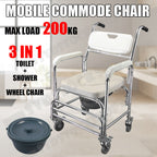 Aluminium Bedside Commode & Shower Chair – Mobile, 200kg