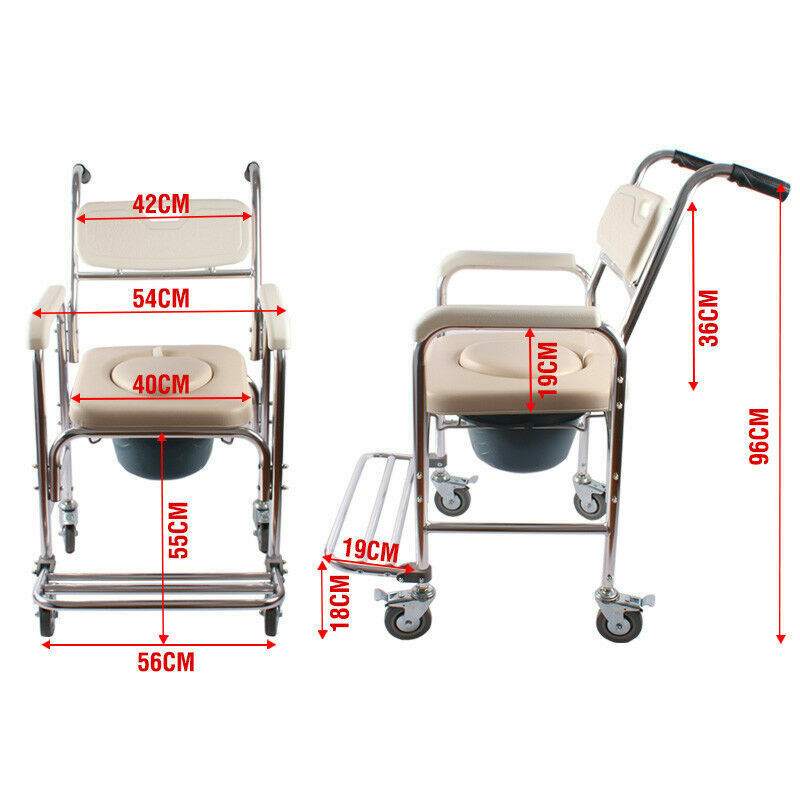 Aluminium Bedside Commode & Shower Chair – Mobile, 200kg