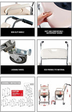 Aluminium Bedside Commode & Shower Chair – Mobile, 200kg