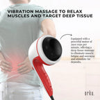 Orku Handheld Body Massager – 4 Heads, Adjustable Speed, Red