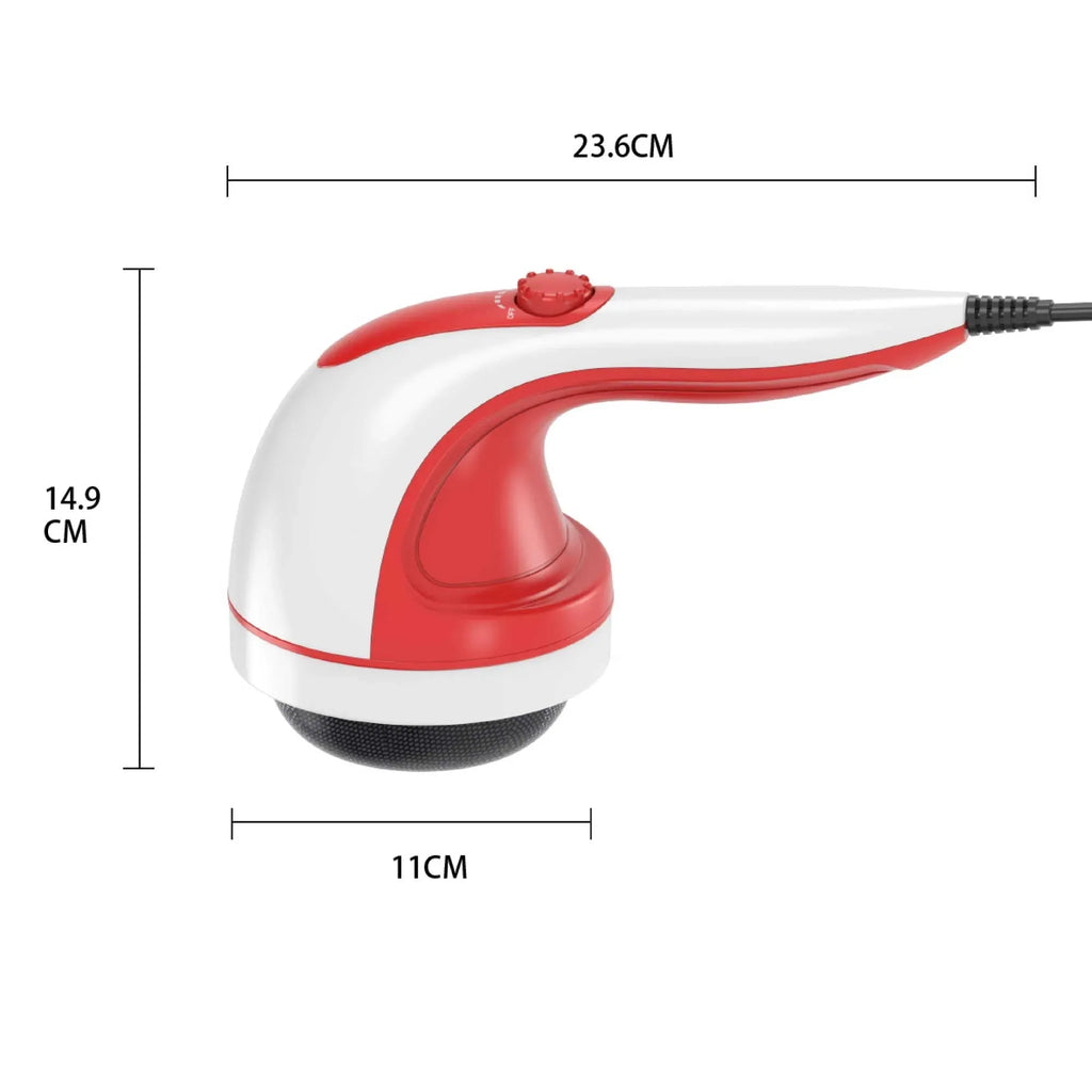 Orku Handheld Body Massager – 4 Heads, Adjustable Speed, Red