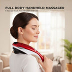 Orku Handheld Body Massager – 6 Heads, Adjustable Speed, Red
