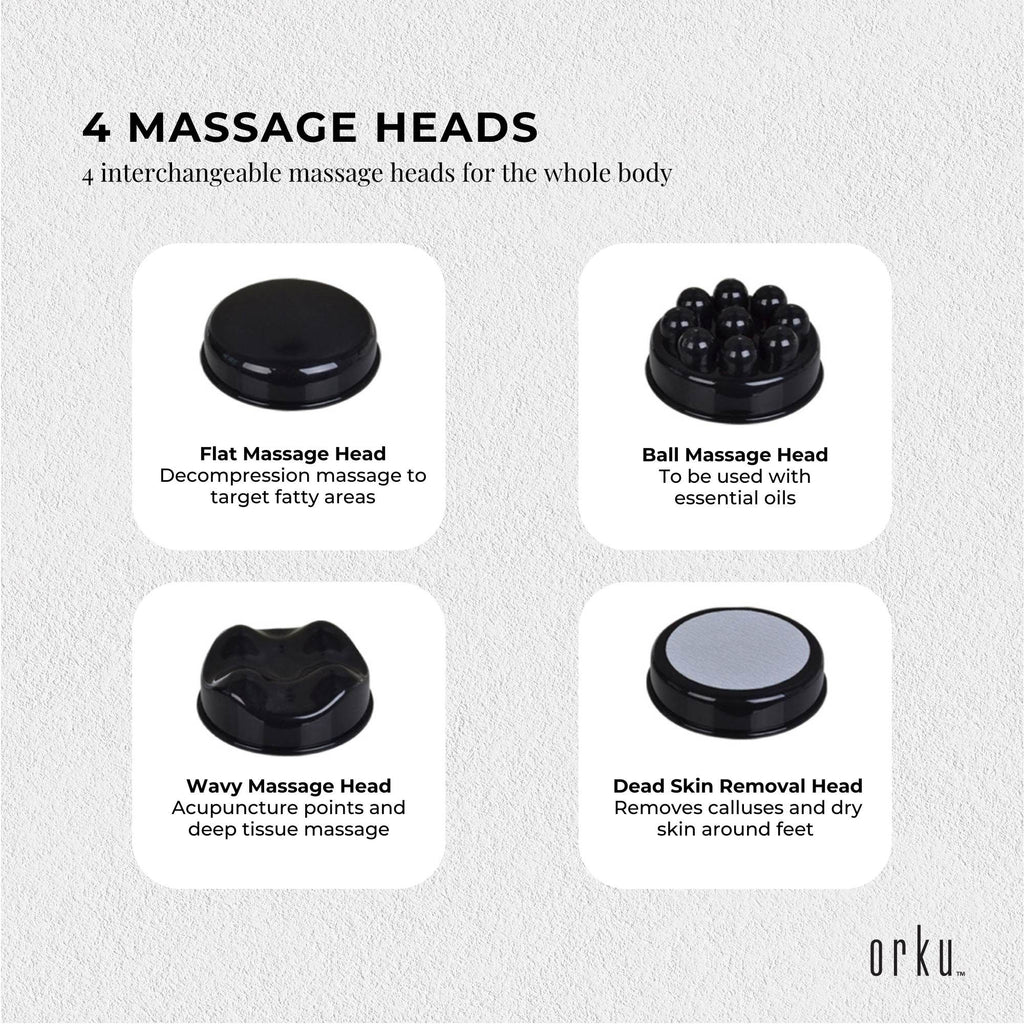 Orku Full Body Handheld Vibration Massager – 4 Heads