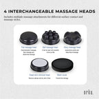 Orku Handheld Body Massager – 4 Heads, Adjustable Speed, Black