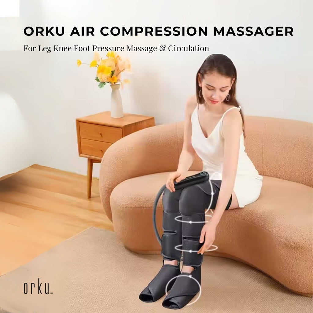 Orku Air Compression Leg, Knee & Foot Massager with Heat