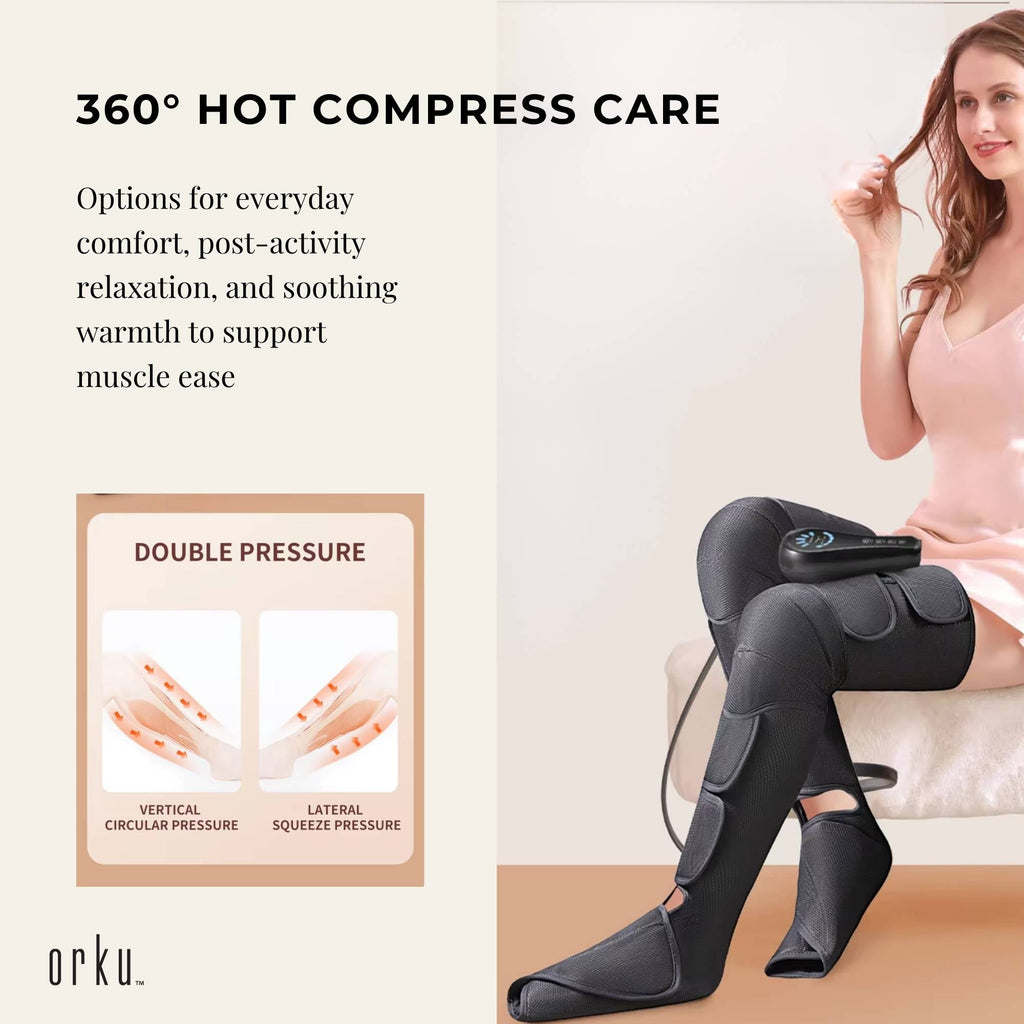 Orku Air Compression Leg, Knee & Foot Massager with Heat