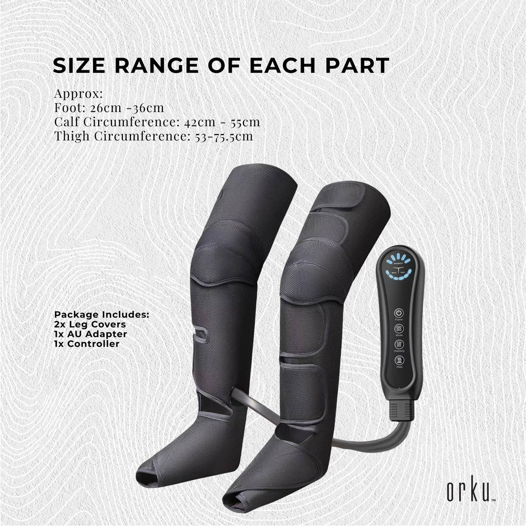 Orku Air Compression Leg, Knee & Foot Massager with Heat
