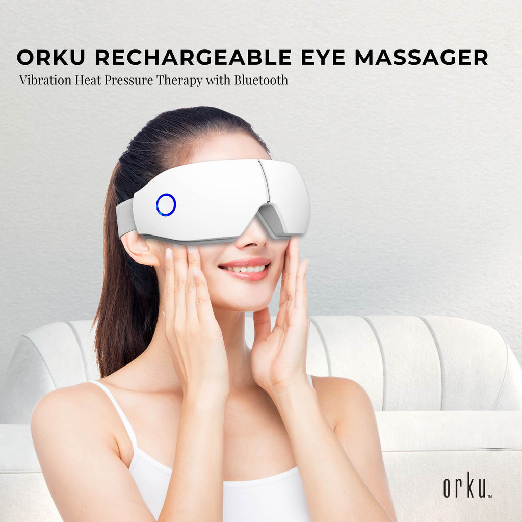 Orku Rechargeable Eye Massager with Heat – Vibration & Bluetooth