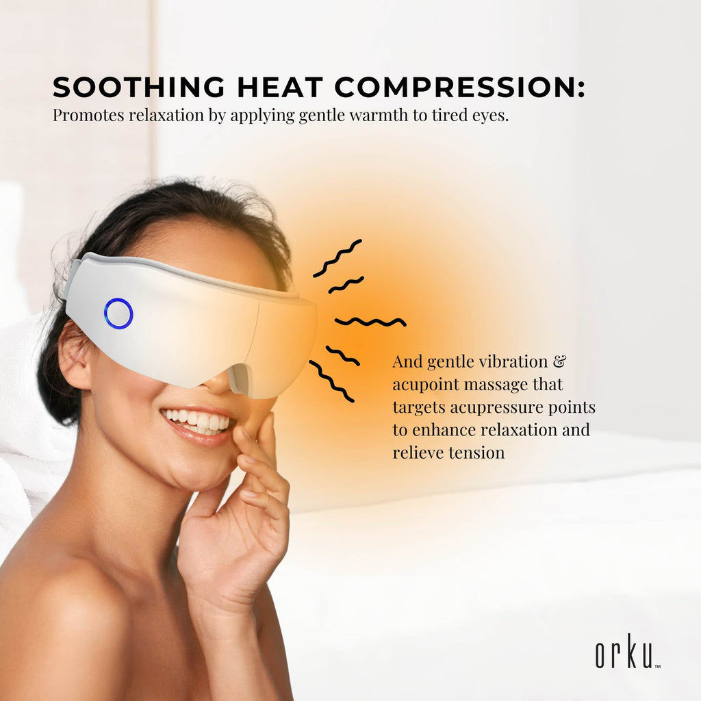 Orku Rechargeable Eye Massager with Heat – Vibration & Bluetooth